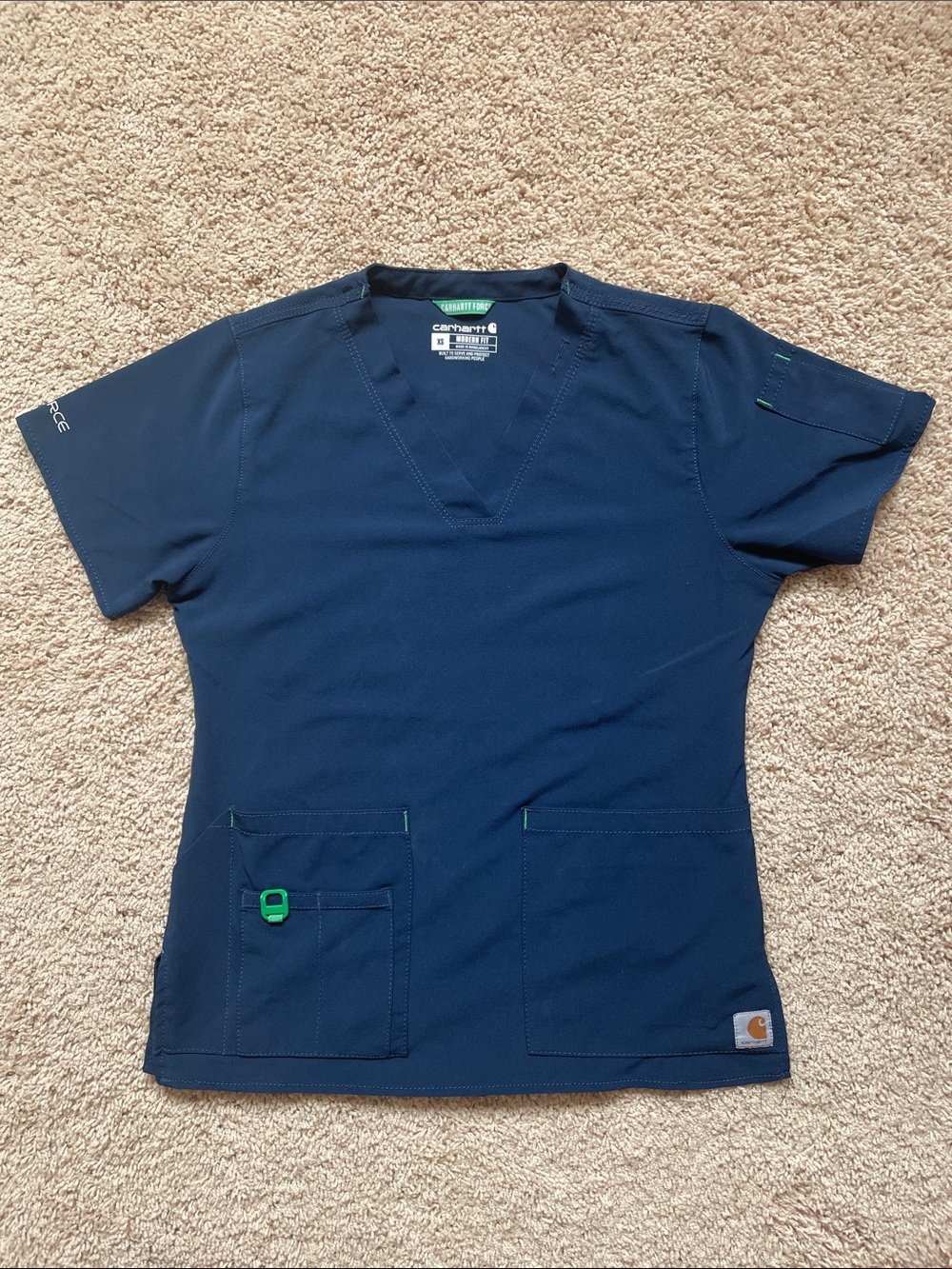 Women’s Carhartt Force Navy V-Neck Scrub Top - XS